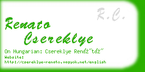 renato csereklye business card